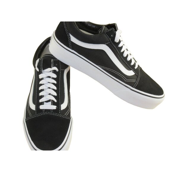 Vans Women's Old Skool Platform Black White Canvas Suede Shoes Size 9.5 NIB - Picture 4 of 7